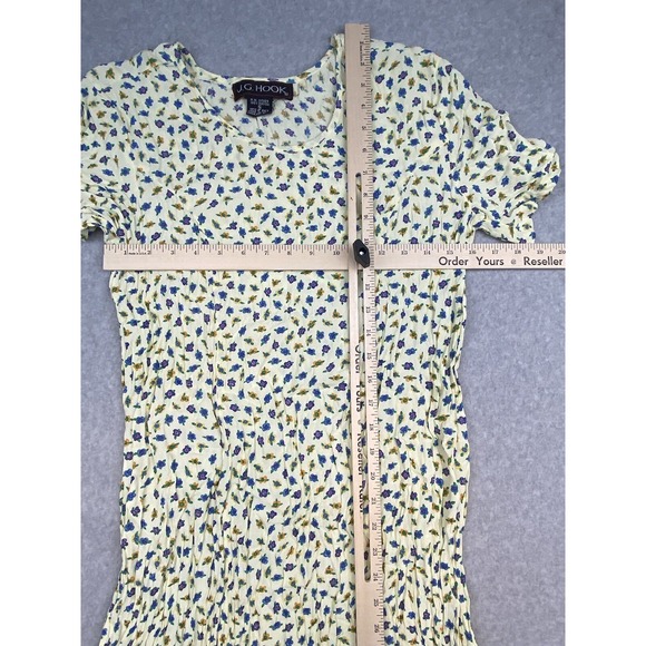 J.G. Hook Dress Womens Medium Yellow Purple Floral Print Tiered Maxi Short Sleev - Picture 6 of 13
